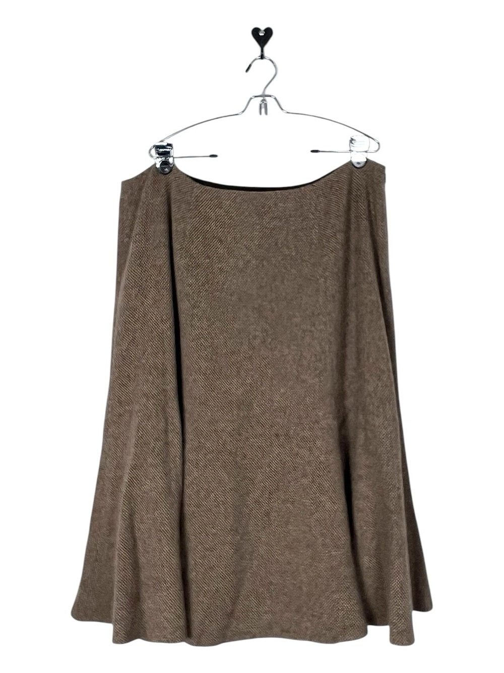 Lauren Ralph Lauren Brown Herringbone Wool Blend A-Line Midi Skirt Plus Size 18W